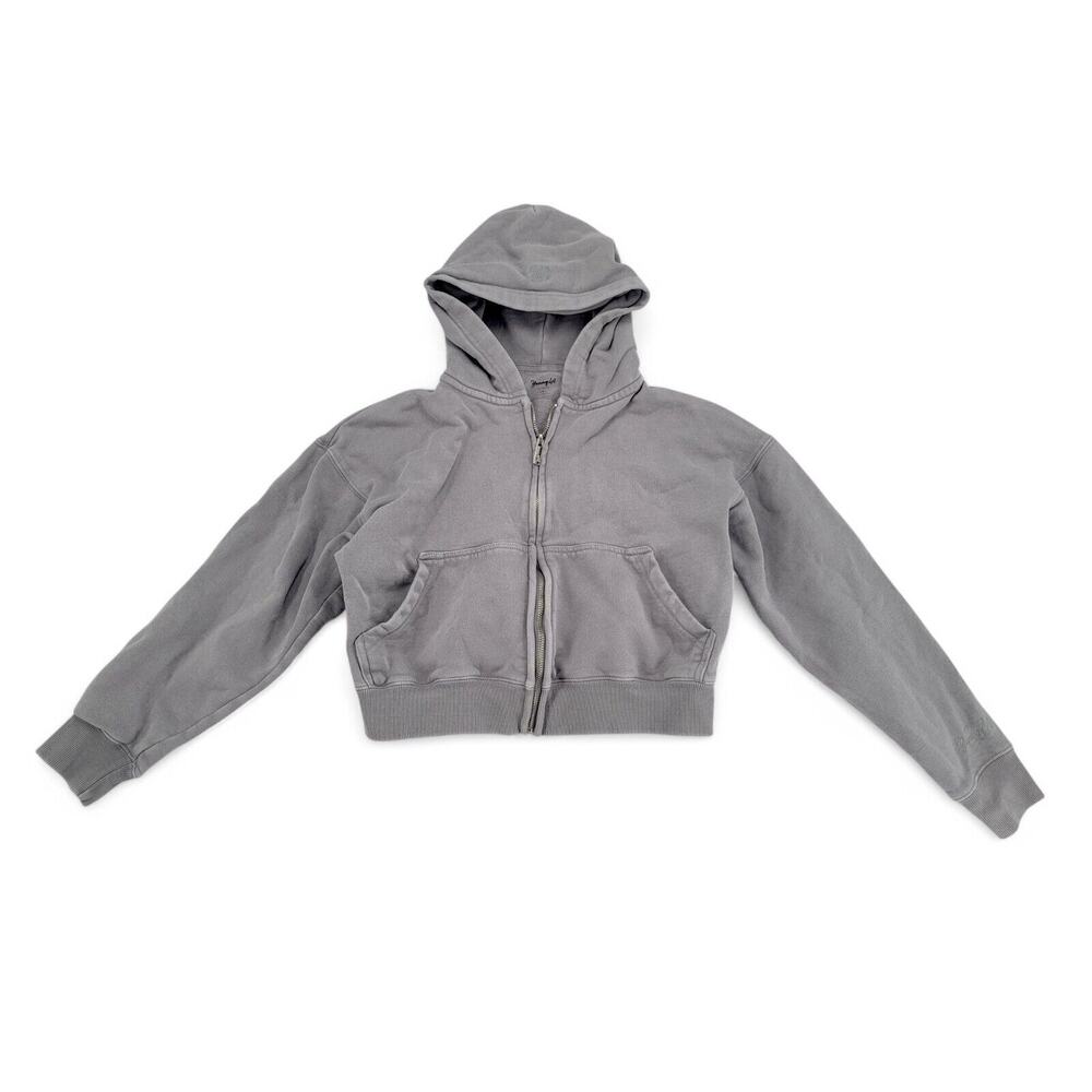YoungLA Womens XS Cropped Hoodie Cotton Blend Gray Oversized‎ Streetwear